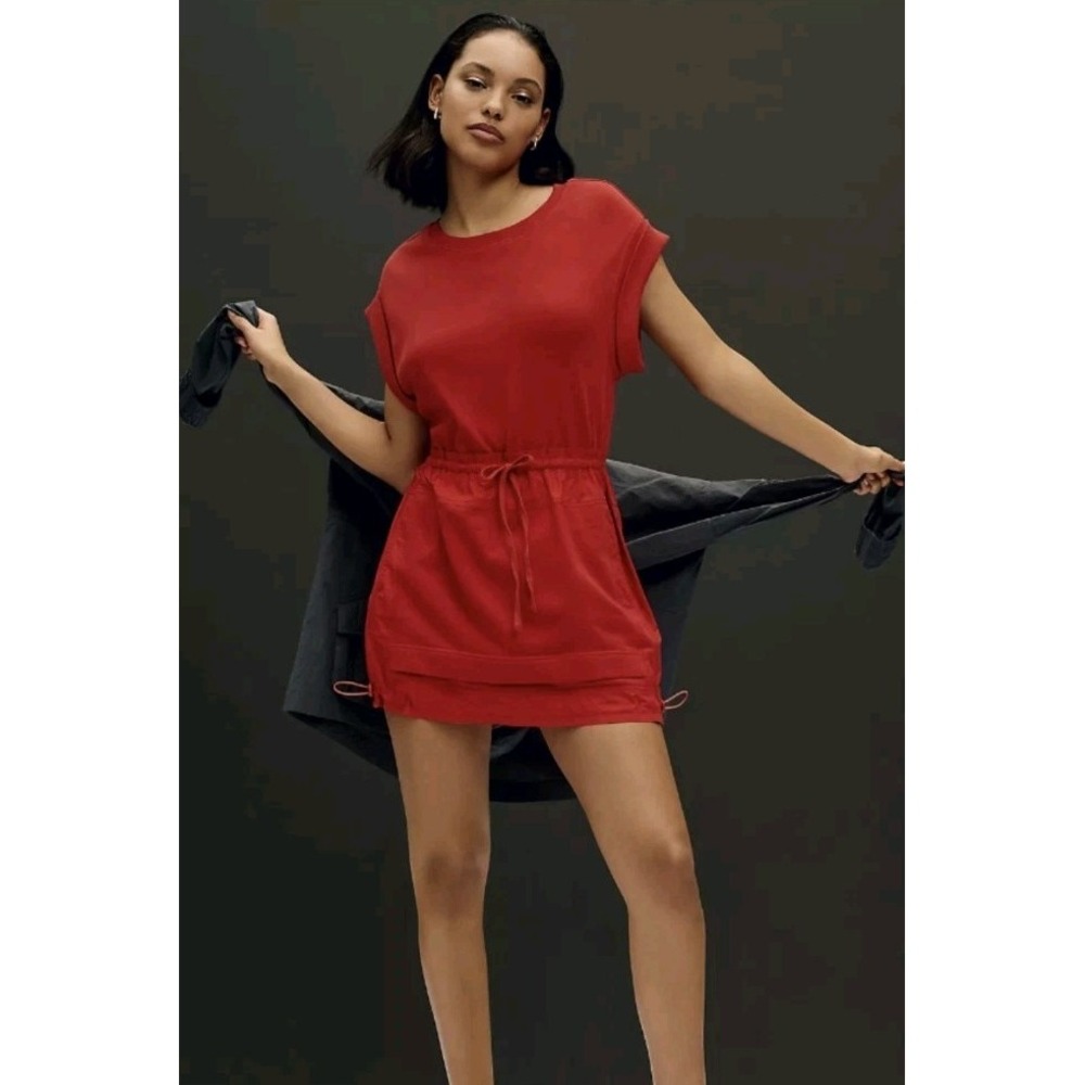 Daily‎ Practice Anthropologie Short-Sleeve Mini Dress Red Ribbed M Beach Coastal
